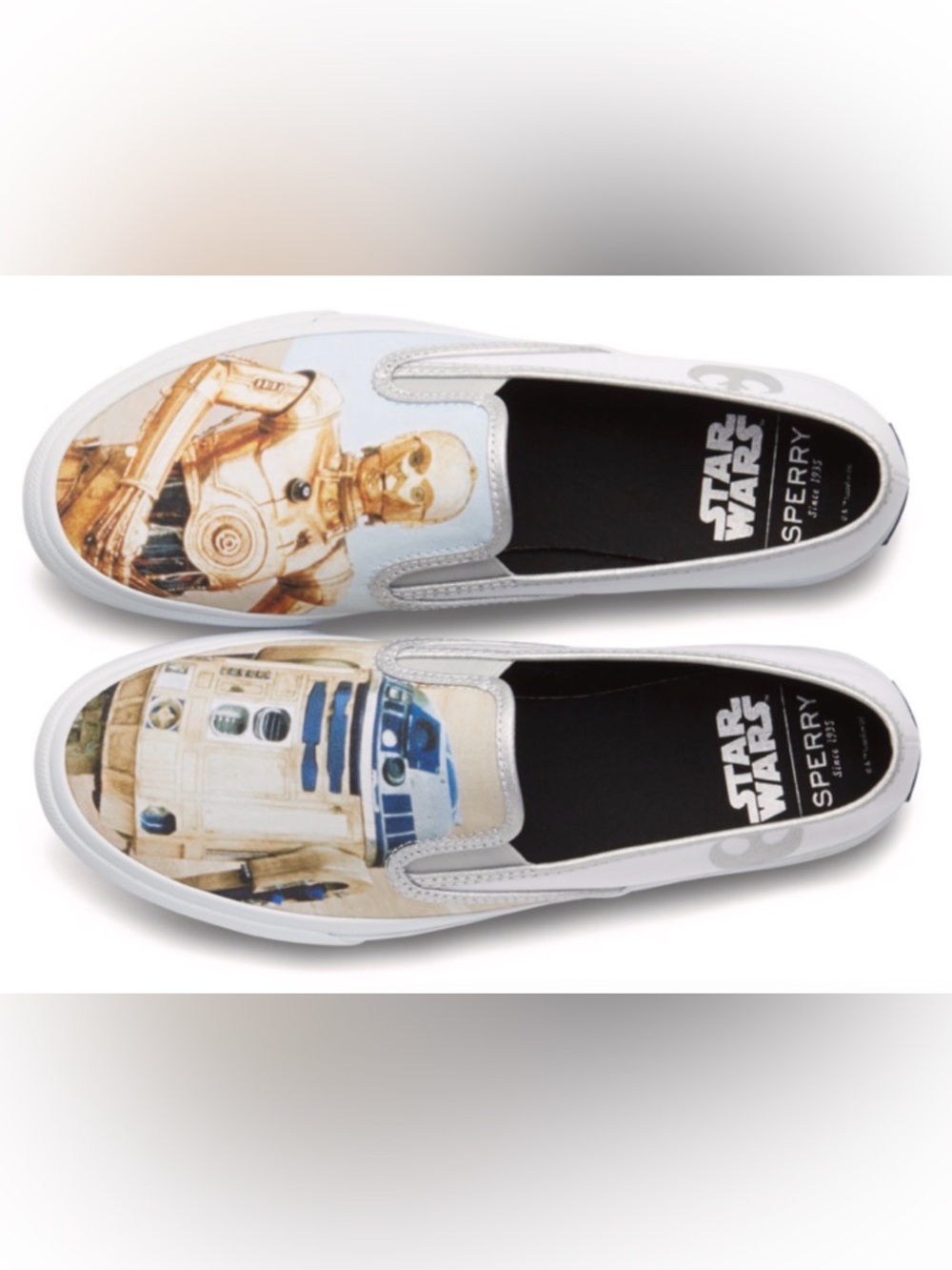 Sperry Star Wars Slip-On Sneakers in White, Blue & Gold